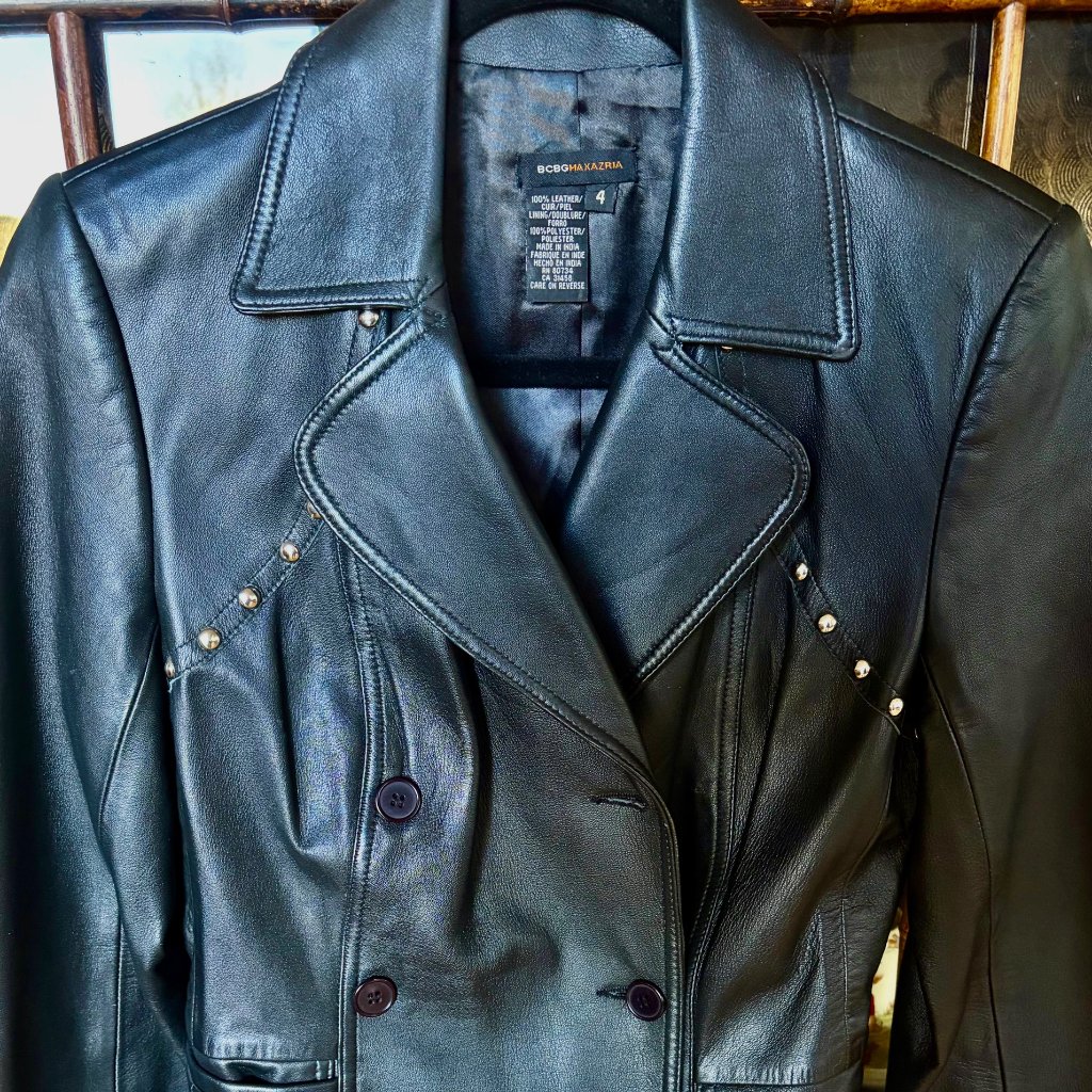 Last Call - Fine Leather Bcbg Maxazria Studded Blazer - Blk - Sz 4